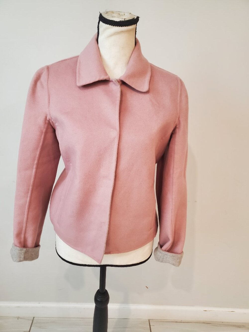 Max Mara Pink Virgin Wool Lightweight Jacket Sz 4